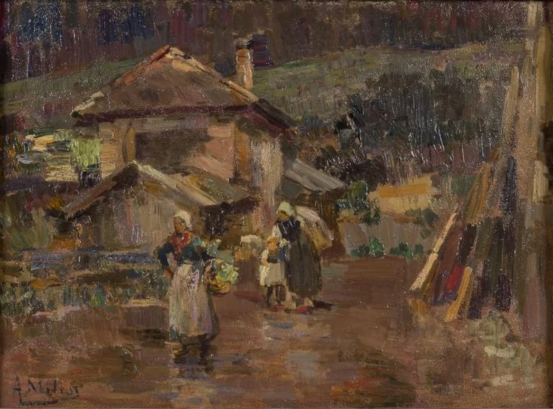 Paesaggio con contadine